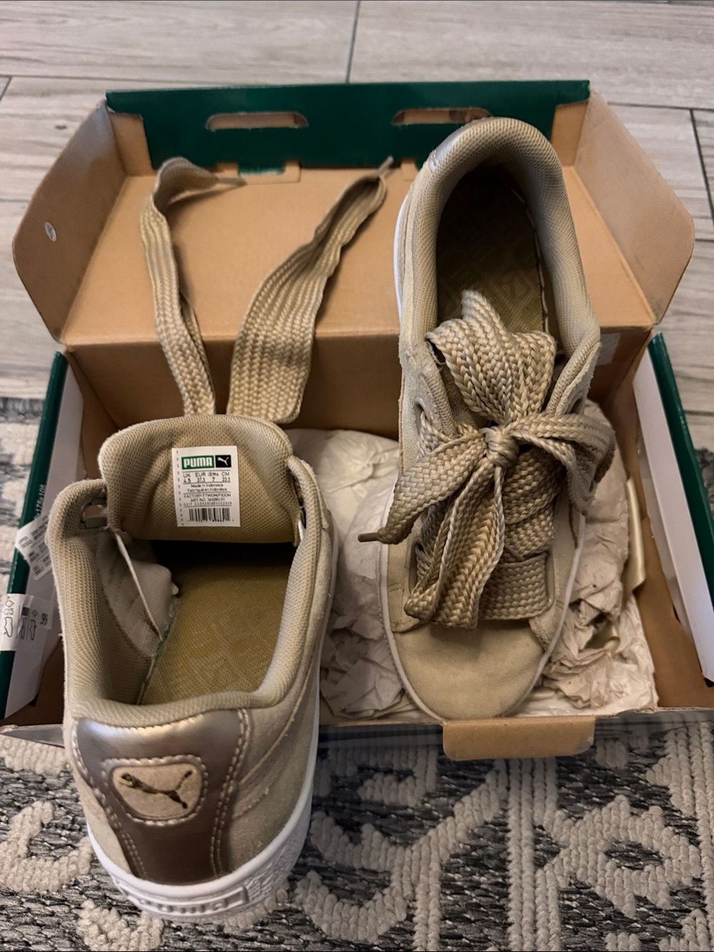 Puma Kids Taupe Low-Top Sneakers with Wide Laces